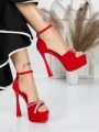 Sandale Dama cu Toc si Platforma 5DC6 RED | MEI