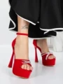 Sandale Dama cu Toc si Platforma 5DC6 RED | MEI
