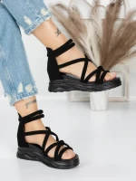 Sandale Dama cu Talpa Joasa 5H3 BLACK | MEI