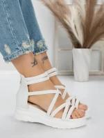 Sandale Dama cu Talpa Joasa 5H3 WHITE | MEI