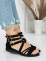 Sandale Dama cu Talpa Joasa 5HXS3 BLACK | MEI