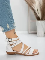 Sandale Dama cu Talpa Joasa 5HXS3 WHITE | MEI