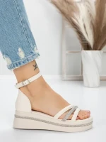 Sandale Dama cu Platforma 5HXS8 BEIGE | MEI