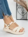 Sandale Dama cu Talpa Joasa 5WL30 BEIGE | MEI