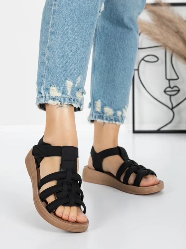 Sandale Dama cu Talpa Joasa 5XJ53 BLACK | MEI