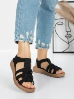 Sandale Dama cu Talpa Joasa 5XJ53 BLACK | MEI