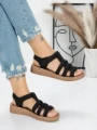 Sandale Dama cu Talpa Joasa 5XJ53 BLACK | MEI