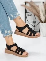 Sandale Dama cu Talpa Joasa 5XJ53 BLACK | MEI