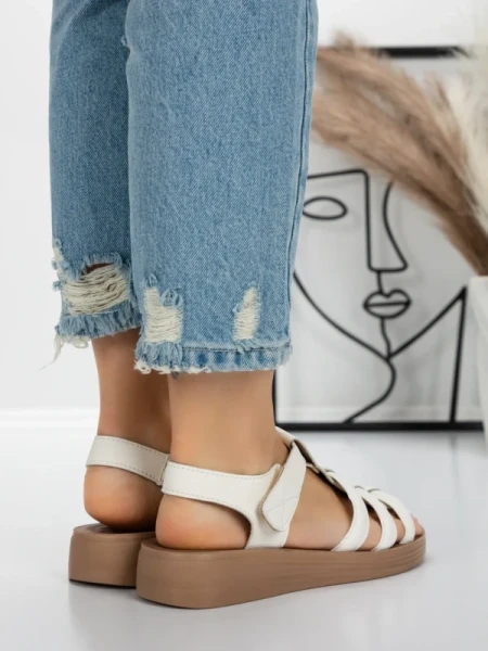 Sandale Dama cu Talpa Joasa 5XJ53 WHITE | MEI