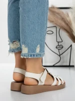 Sandale Dama cu Talpa Joasa 5XJ53 WHITE | MEI
