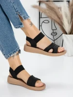 Sandale Dama cu Talpa Joasa 5XJ55 BLACK | MEI