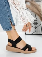 Sandale Dama cu Talpa Joasa 5XJ55 BLACK | MEI