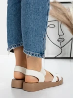 Sandale Dama cu Talpa Joasa 5XJ55 WHITE | MEI