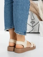 Sandale Dama cu Talpa Joasa 5XJ55 BEIGE | MEI