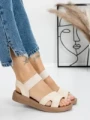 Sandale Dama cu Talpa Joasa 5XJ55 BEIGE | MEI
