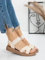 Sandale Dama cu Talpa Joasa 5XJ55 BEIGE | MEI