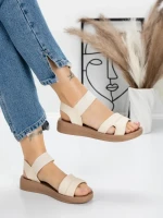 Sandale Dama cu Talpa Joasa 5XJ55 BEIGE | MEI