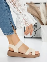 Sandale Dama cu Talpa Joasa 5XJ55 BEIGE | MEI