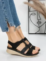 Sandale Dama cu Talpa Joasa 5GZ26 BLACK | MEI