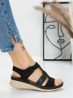 Sandale Dama cu Talpa Joasa 5GZ26 BLACK | MEI