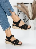 Sandale Dama cu Talpa Joasa 5GZ32 BLACK | MEI