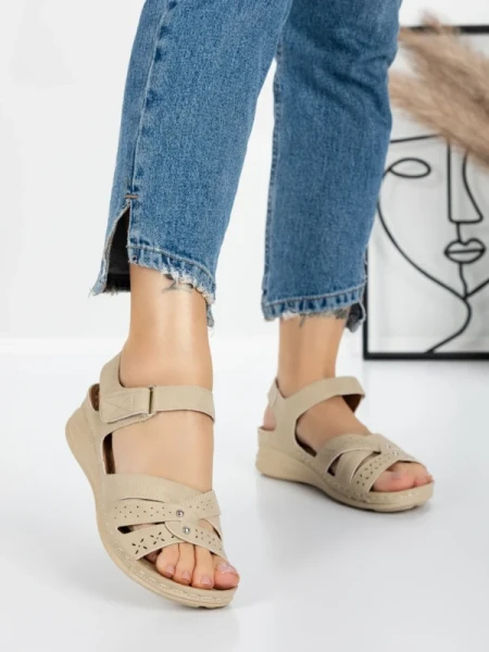 Sandale Dama cu Talpa Joasa 5GZ32 BEIGE | MEI