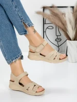 Sandale Dama cu Talpa Joasa 5GZ32 BEIGE | MEI