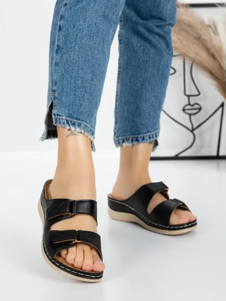 Papuci Dama cu Talpa Joasa 5GZ35 BLACK | MEI