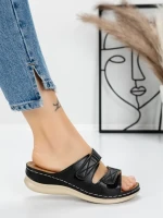 Papuci Dama cu Talpa Joasa 5GZ35 BLACK | MEI