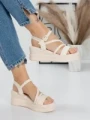 Sandale Dama cu Platforma 5LM1 BEIGE | MEI