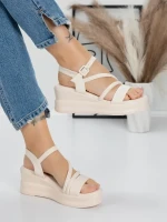 Sandale Dama cu Platforma 5LM1 BEIGE | MEI
