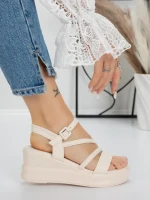 Sandale Dama cu Platforma 5LM1 BEIGE | MEI