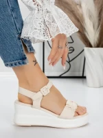 Sandale Dama cu Platforma 5LM2 BEIGE | MEI