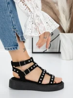 Sandale Dama cu Talpa Joasa 5H21 BLACK | MEI