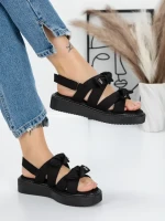 Sandale Dama cu Talpa Joasa 5H29 BLACK | MEI