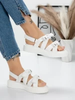 Sandale Dama cu Talpa Joasa 5H29 WHITE | MEI