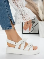Sandale Dama cu Talpa Joasa 5H29 WHITE | MEI