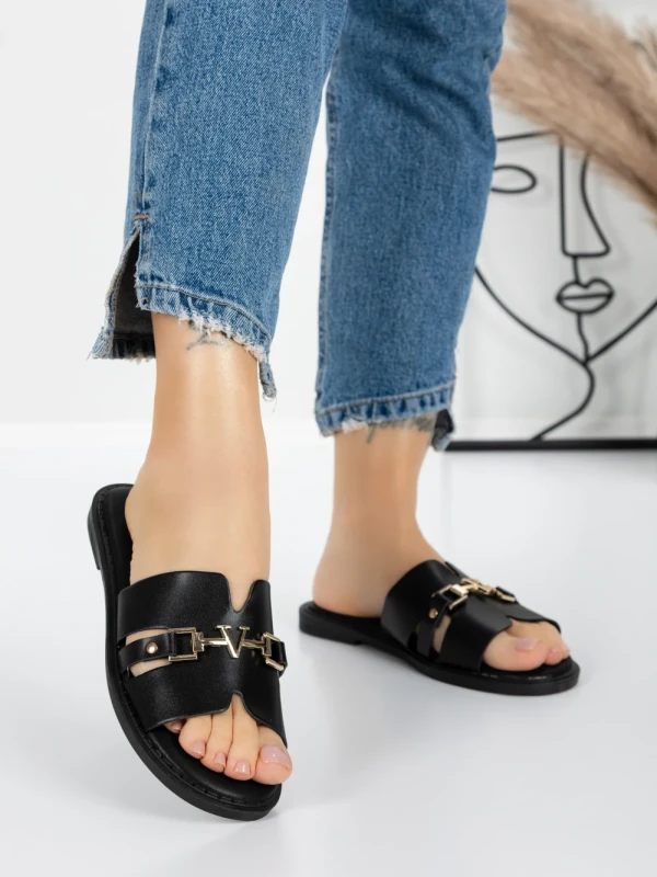 Papuci Dama cu Talpa Joasa 5PT8 BLACK | MEI