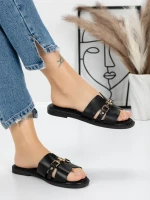 Papuci Dama cu Talpa Joasa 5PT8 BLACK | MEI