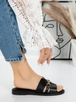 Papuci Dama cu Talpa Joasa 5PT8 BLACK | MEI