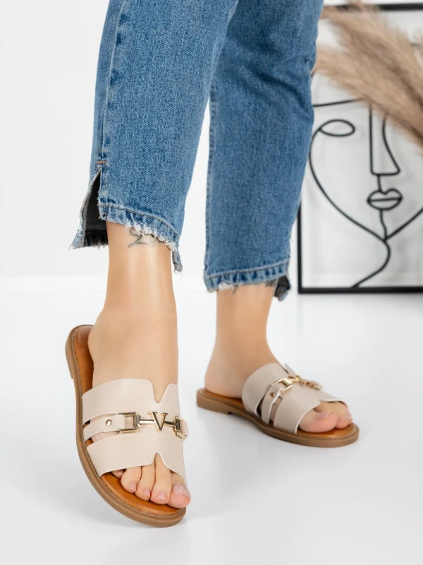 Papuci Dama cu Talpa Joasa 5PT8 BEIGE | MEI