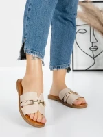 Papuci Dama cu Talpa Joasa 5PT8 BEIGE | MEI