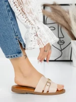 Papuci Dama cu Talpa Joasa 5PT8 BEIGE | MEI