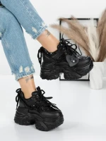 Pantofi Sport Dama cu Platforma 5SJN12 BLACK | PANTOFUL