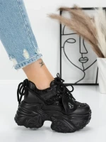 Pantofi Sport Dama cu Platforma 5SJN12 BLACK | PANTOFUL