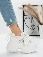 Pantofi Sport Dama cu Platforma 5SJN12 BEIGE-WHITE | PANTOFUL