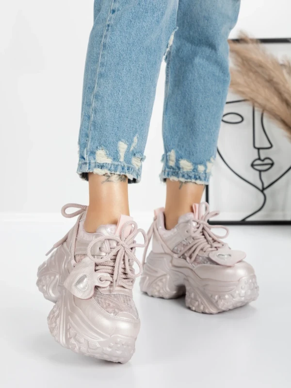 Pantofi Sport Dama cu Platforma 5SJN12 PINK | PANTOFUL