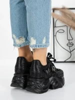 Sportske cipele s platformom za žene 0098-131 Crna | Mei