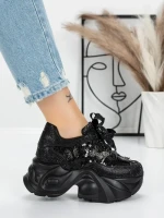 Sportske cipele s platformom za žene 0098-131 Crna | Mei