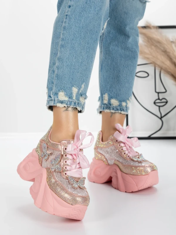 Sportske cipele s platformom za žene 0098-131 Ružičasta | Mei